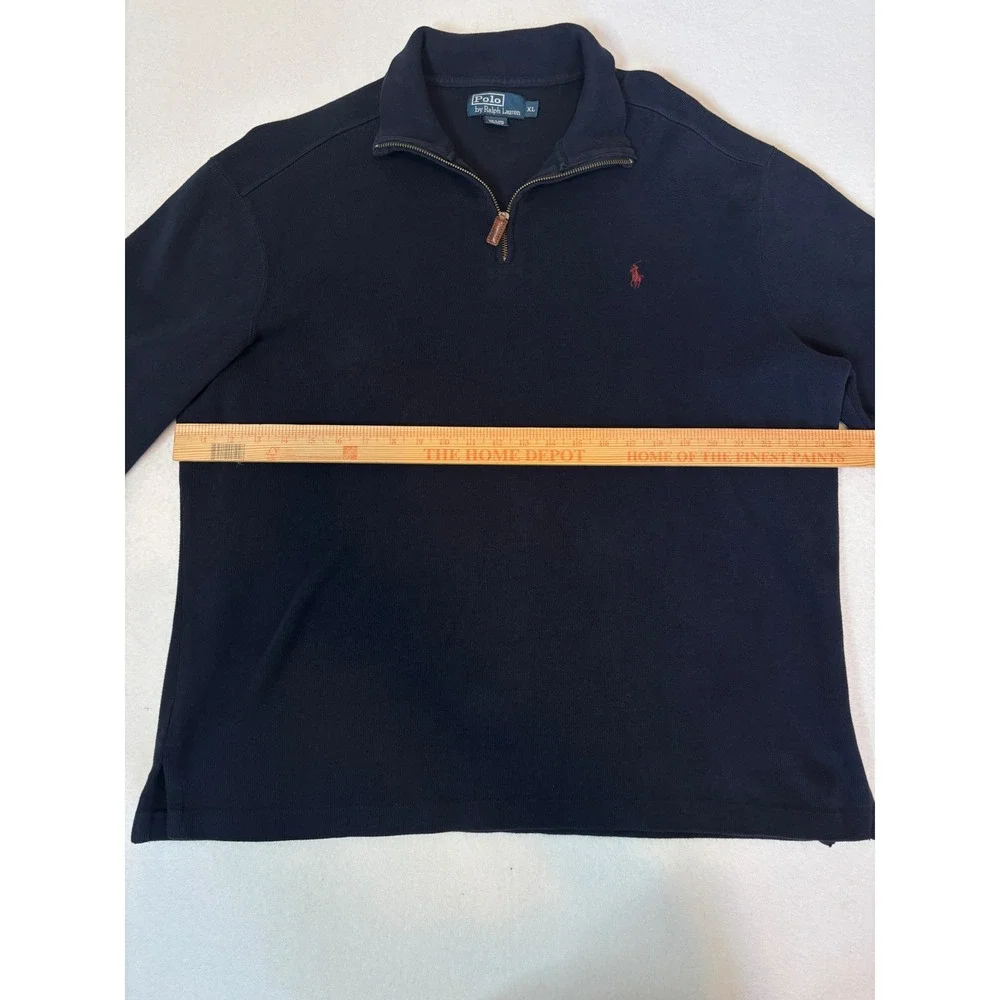 Polo Ralph Lauren Mens XL Navy Blue Quarter Zip 100% Cotton Pullover Sweater
